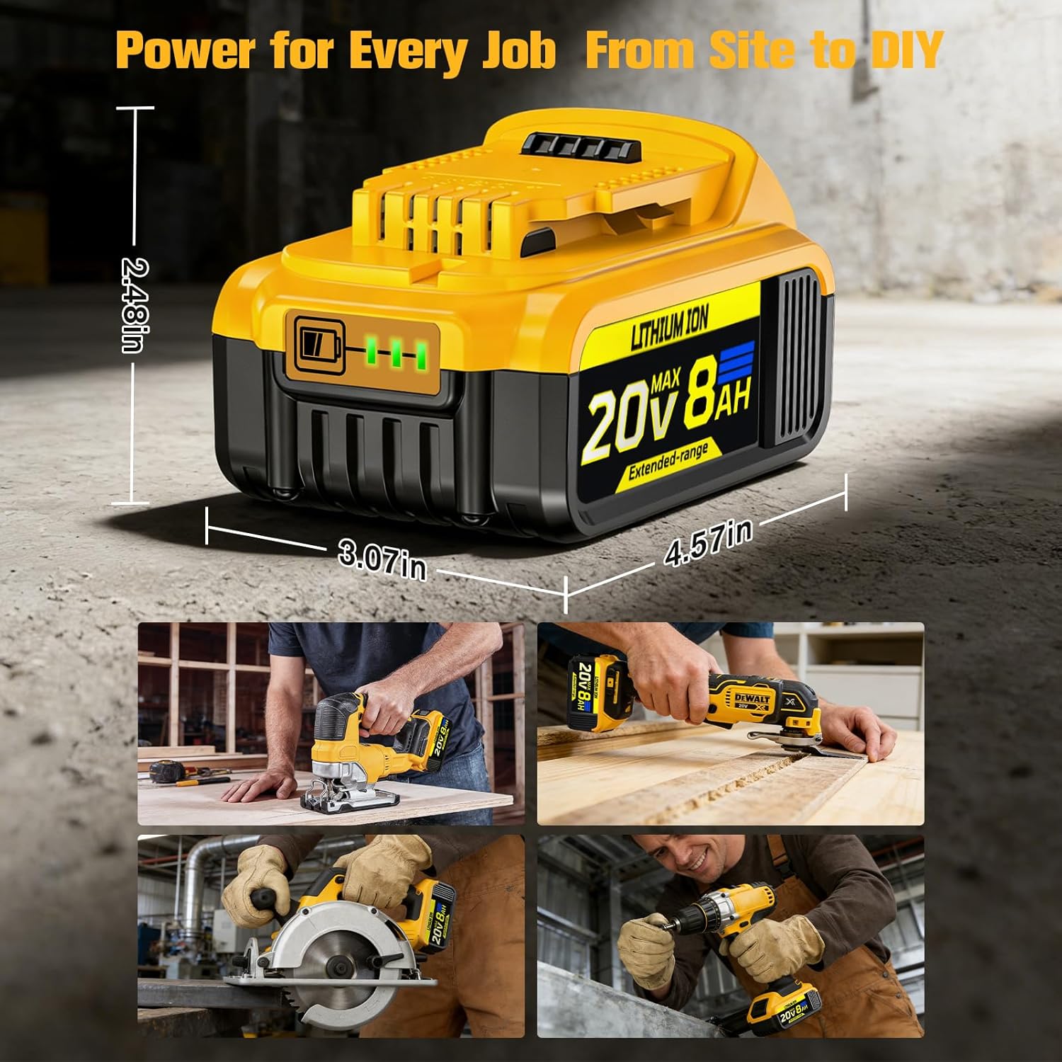 DCB205 DCB200 Battery Compatible with Dewalt 20V 8000mAh Li-ion Baterías, with Cordless Power Tools 20 Volt Batteries Compatible with Animal Series Cordless Vacuum