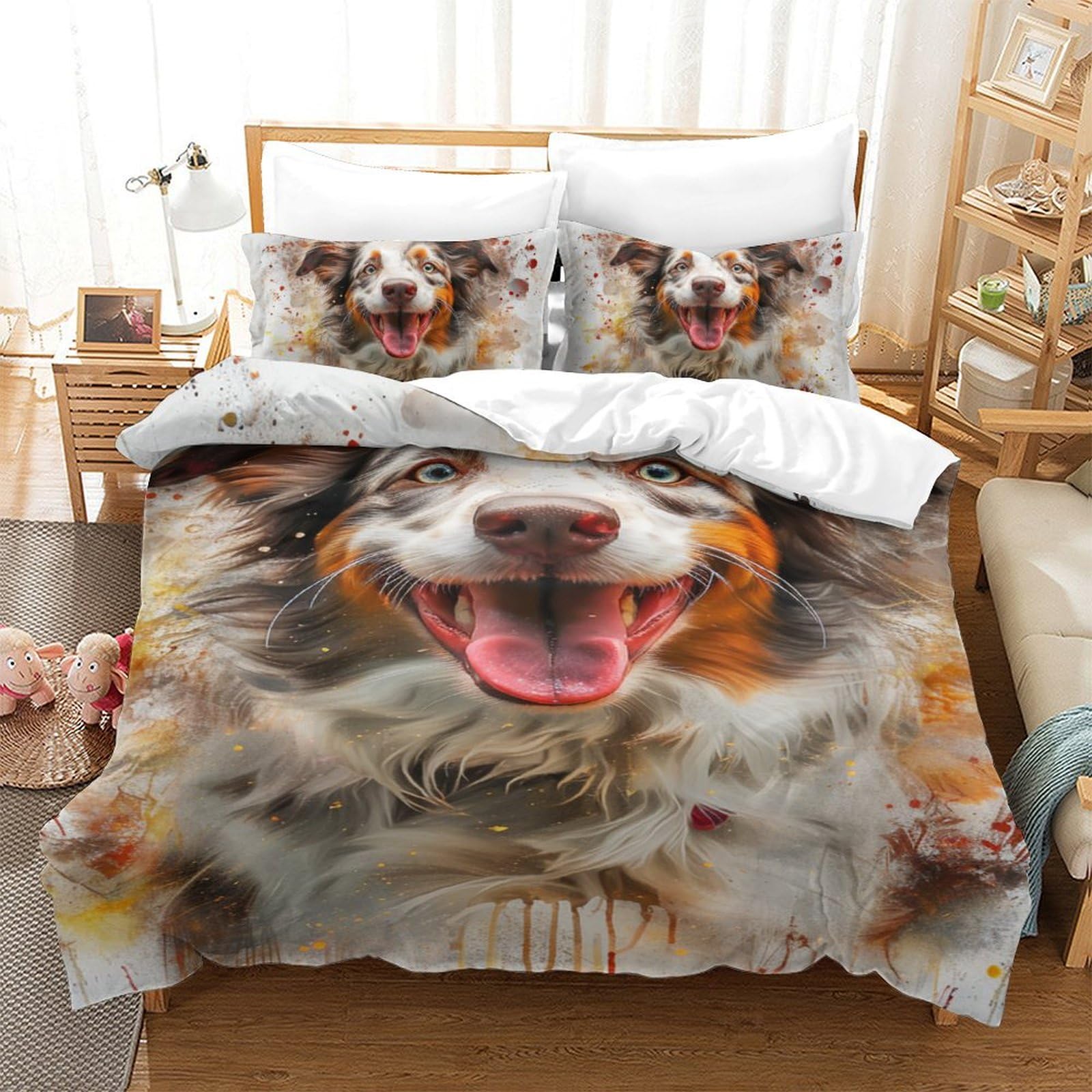 Housse de couette Chien de Berger 140x200 microfibre 3D
