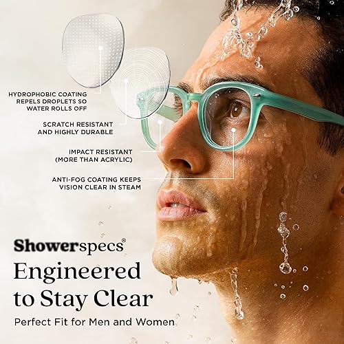 Miniatura 5 de Gafas antivaho para lectura con revestimiento antiniebla, gafas de lectura ligeras con gancho para una visión clara en vapor y ducha, Gris Stone