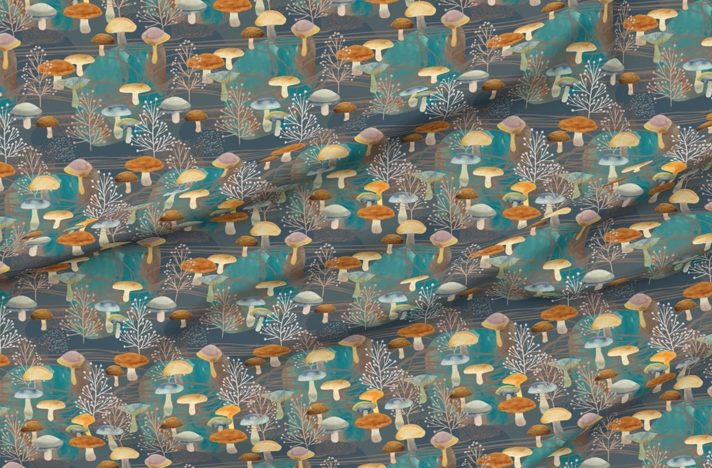 Spoonflower Fabric - Nature Forest Woodland Mushrooms Mushroom Toadstools Magical Dreamy Printed on Minky Fabric by The Yard - Sewing Baby Blankets Quilt Backing Plush