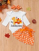 Vista 2 de My First Thanksgiving - Conjunto de vestido de manga larga con volantes para bebé niña