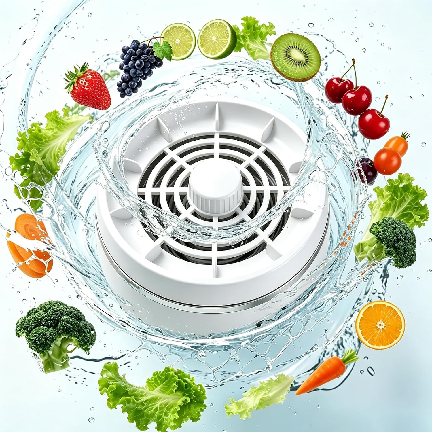 Fruit and Vegetable Washing Machine, Rotatable Cordless Food Purifier