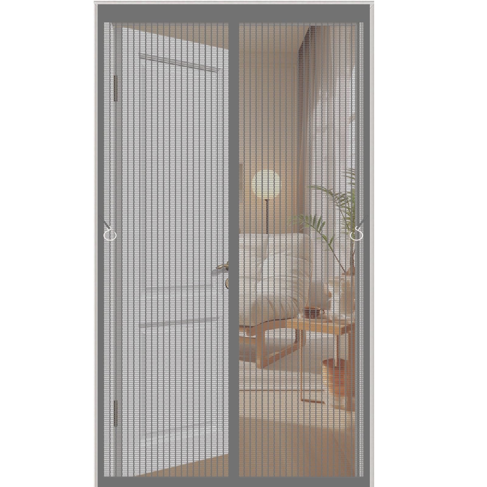 Magnetic Fly Screen Door 130 x 200 cm Fly Nets for Doors Easy to Install Hundreds of Sizes Kid and Pet Friendly Nets for Living Room, Bedroom, Grey
