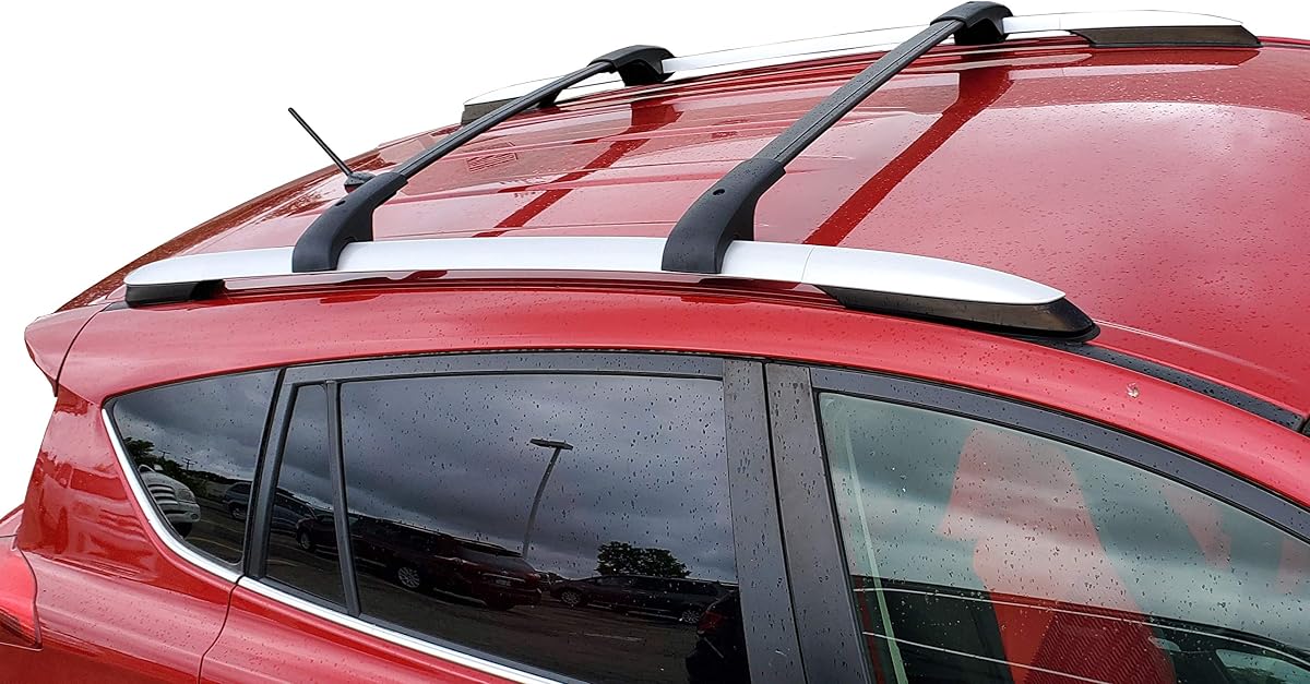 BRIGHTLINES Aluminum Roof Rack Crossbars for 2013-2018 Toyota RAV4, Black | Solid Cross Bars Set, Factory Raised Side Rails Required, Clamp-On, Position Adjustable, Ski Kayak Luggage Bike Cargo Carrier