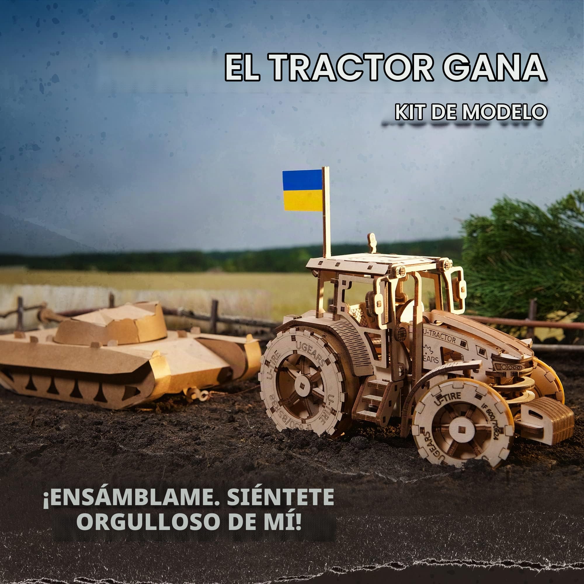 UGEARS Puzzle 3D El Tractor GANA - Maqueta para Construir para Adultos de Tractor de Madera Potente con depósito de Papel Plegable - Maquetas de Madera y Puzzles 3D – DIY Maquetas para Montar
