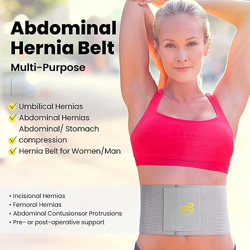 Miniatura 2 de Cinturón de hernia umbilical para mujeres y hombres, carpeta abdominal de 6.88 pulgadas con almohadilla de soporte para hernia, hernias epigástricas