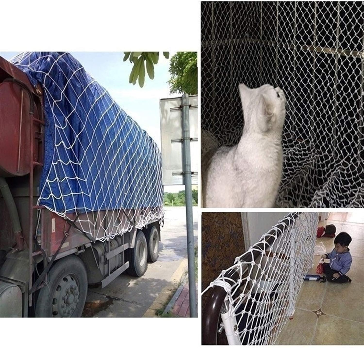 Protective White Protective Net Cargo Net for Balcony Banister Stair Rail, Indoor Safety Net for Kids Pets Garden Plant Netting Playground Fence Net (Size : 3x8M(10X26FT))