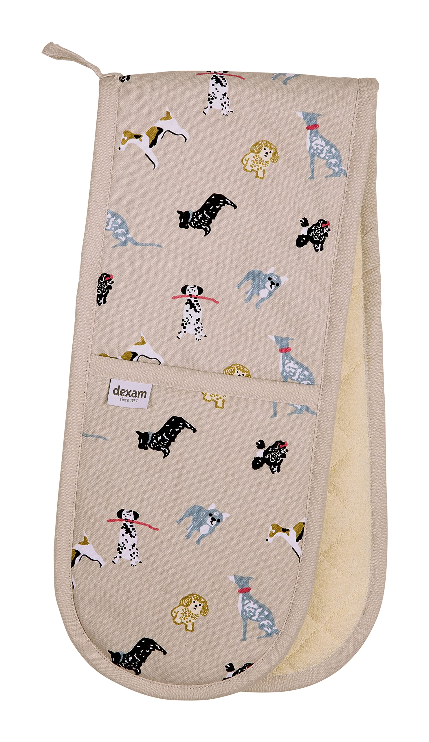 Dexam Woof Double Oven Gloves, Stone