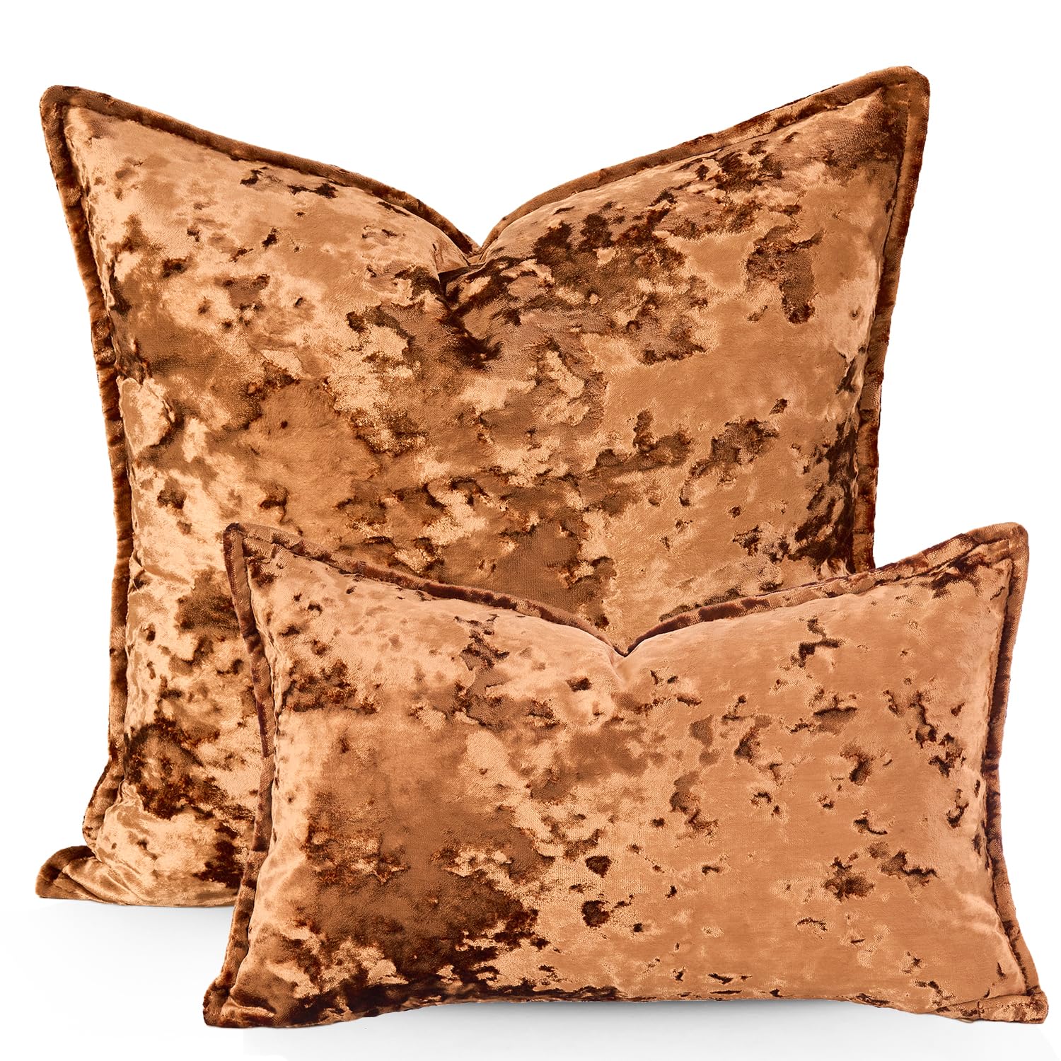 Yonous Premium Series, Crushed Velvet Cushion Covers, Luxury Thick Throw Pillow for Home Decor Burnt Orange, 18 x 18 Inch / 45 x 45 cm - Image 2