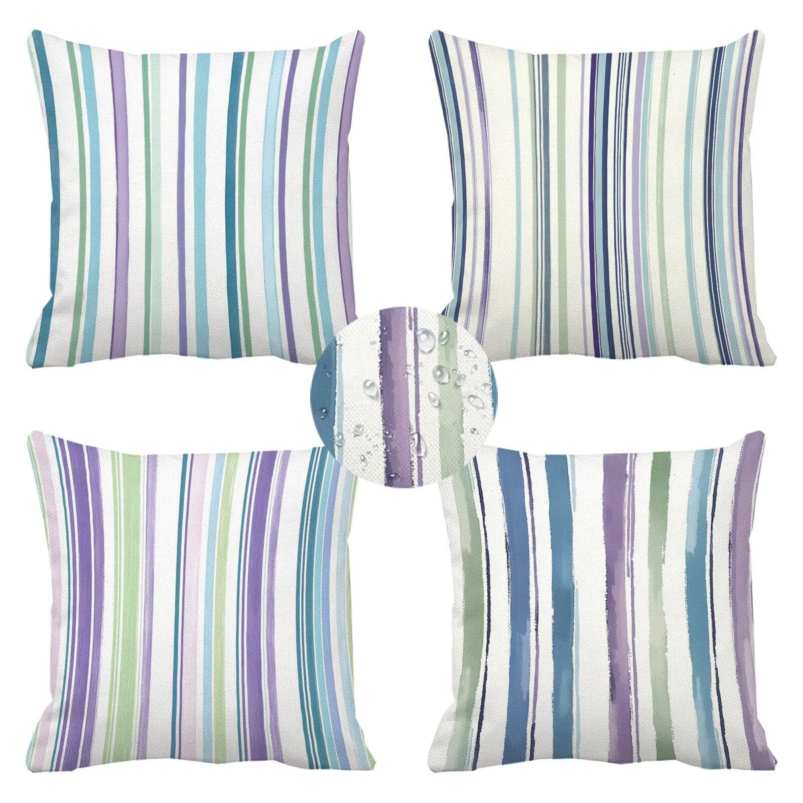 Taie oreiller de canape 40x40 decoratif avec bande de couleur moderne