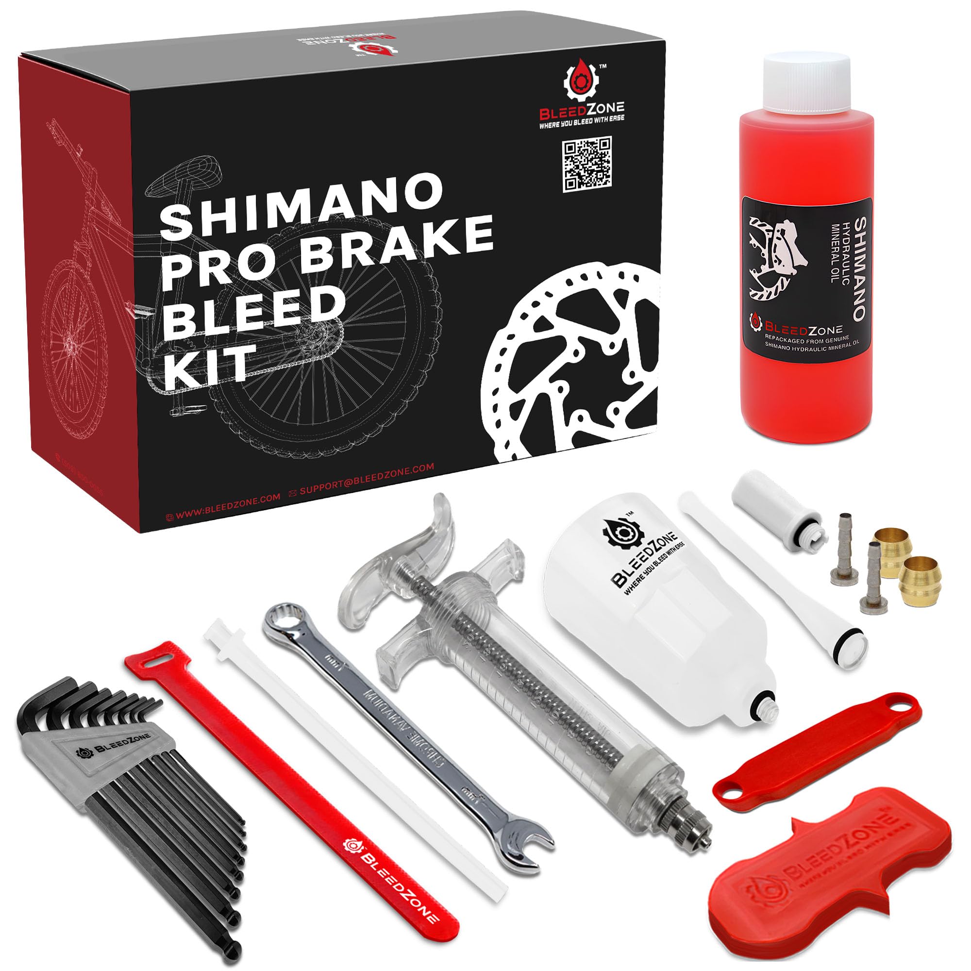 BleedZone Pro Brake Bleed Kit for Shimano Hydraulic Brakes, Bike Hydraulic Brake Bleed Kit with 120ml Mineral Oil - Fits with Road, Gravel and