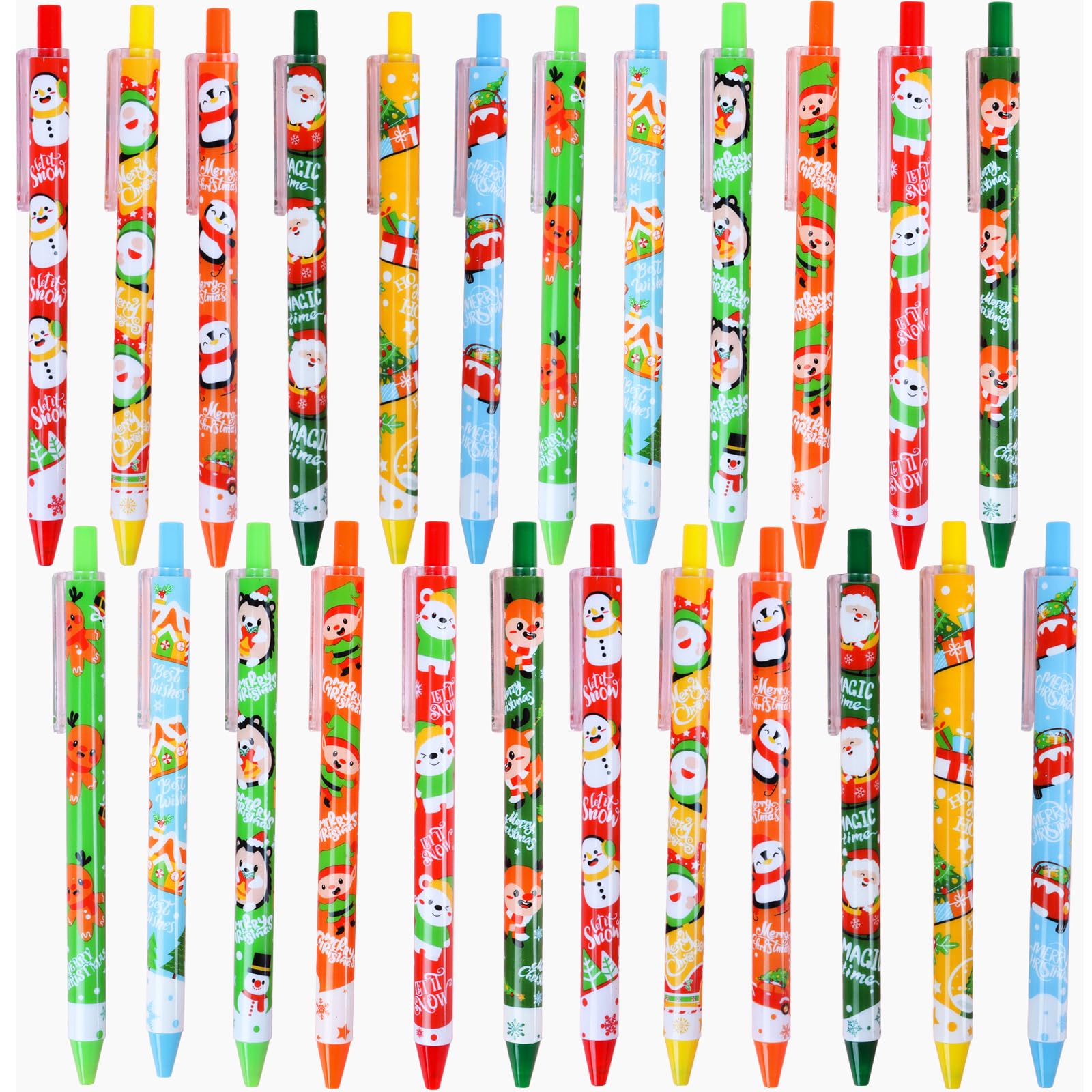 DIYASY 36 Pcs Christmas Pens Bulk, Christmas Ballpoint Pen for Kids Adults Xmas Retractable Black Ink Gel Pens for Holiday Party Favors Office