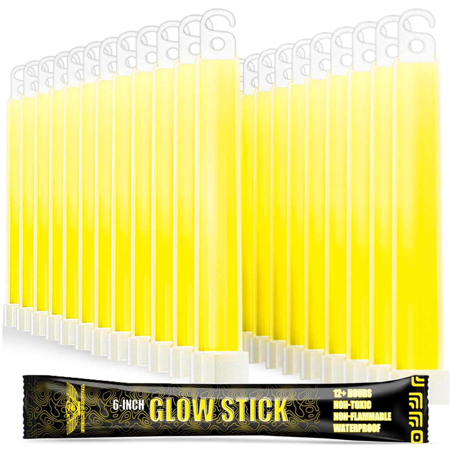 EVERLIT Survival Emergency Glow Sticks- 6 Inches Light Sticks for First Aid Kit, Survival Kit, Camping, Hiking, Outdoor, Disasters, Emergencies Up to 12 Hours Duration… (24 Pack, Yellow) EVERLIT Survival Emergency Glow Sticks- 6 Inches Light Sticks for First Aid Kit, Survival Kit, Camping, Hiking, Outdoor, Disasters, Emergencies Up to 12 Hours Duration… (24 Pack, Yellow)