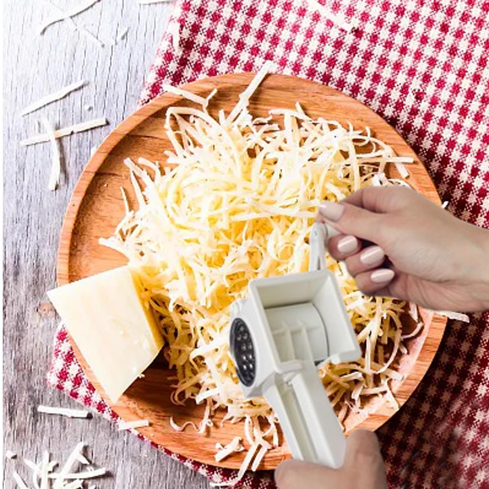 Grattugia Rotante Manuale Con 10 Lame, Tritatutto Per Formaggio E Verdura Con Base A Ventosa - Foto 8