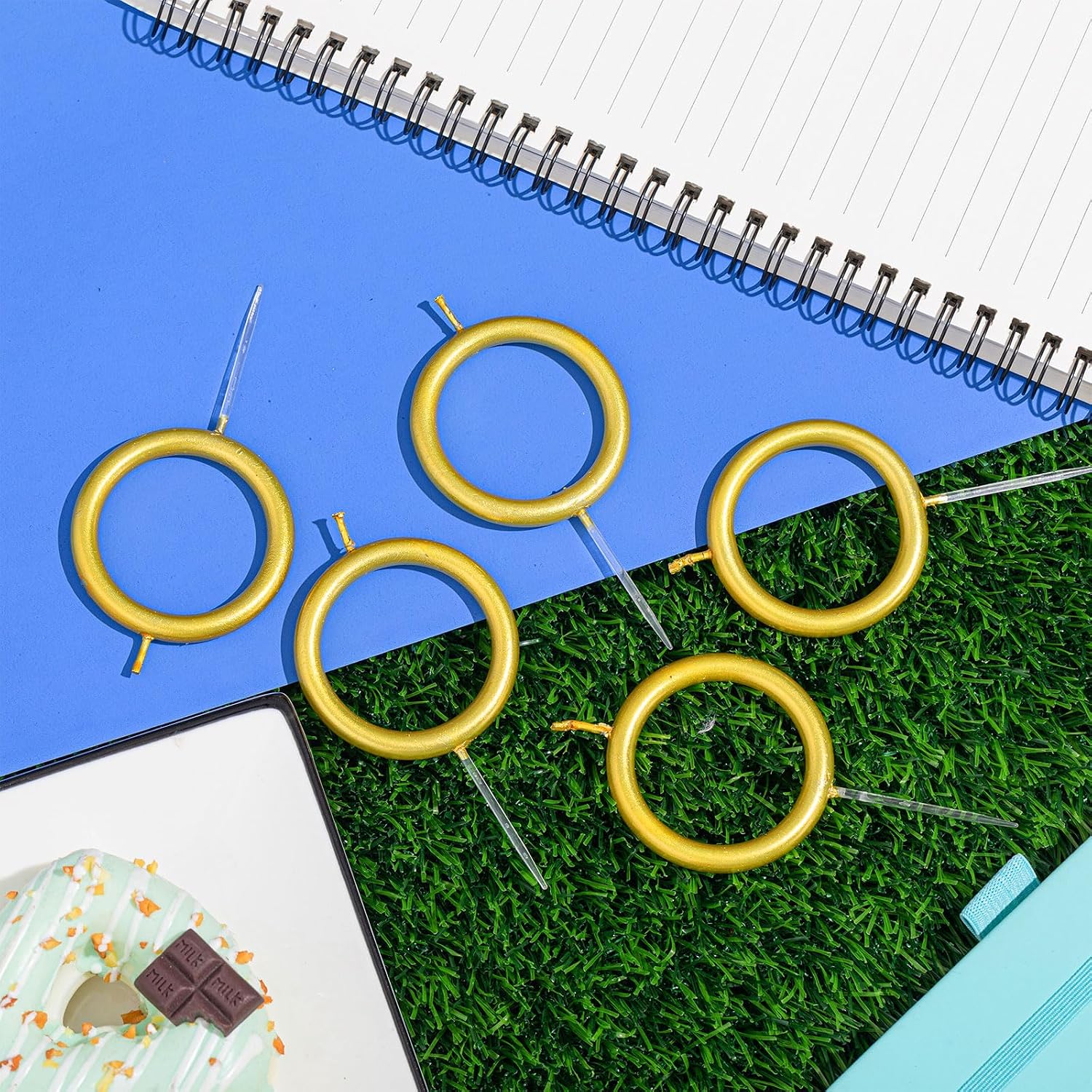 6 Pcs Gold Ring Birthday Candles Cartoon Characters Theme Cake Topper