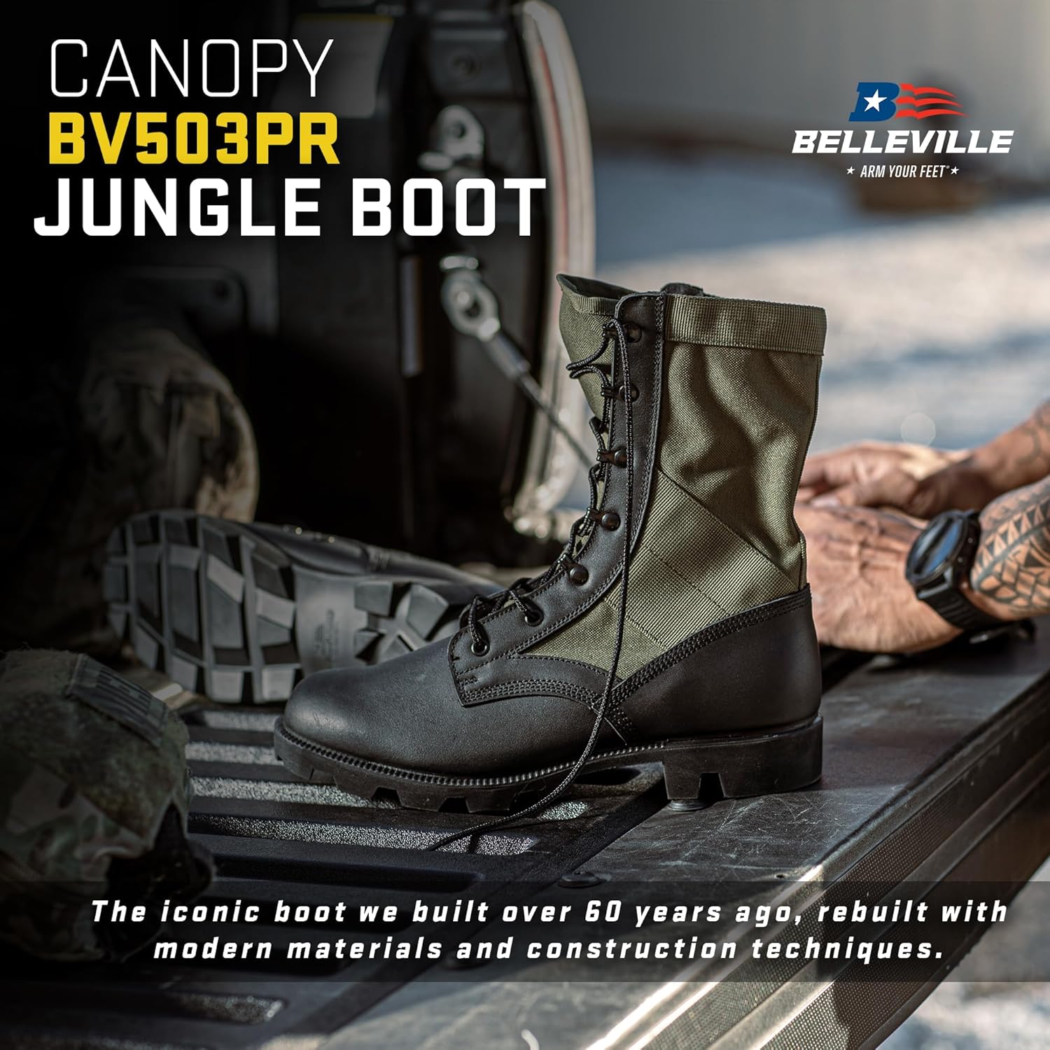 Belleville Men's 8" Canopy Jungle Boot - Breathable Tactical Boots - Shock-Absorbing Military Footwear - Panama Outsole Shoes - Full-Grain Cattlehide Leather - Soft-Toe Style - Low Heel Construction - Image 2