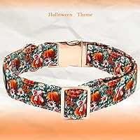 Vista 4 de Elegant little tail - Collar de otoño para mascotas con corbatín, lindo collar de Halloween con estampado de flores y calabaza para cachorros