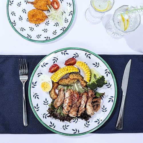 Miniatura 6 de Juego de vajilla de melamina, juego de platos de melamina de 12 piezas para 4, platos y cuencos resistentes a la rotura para interiores y