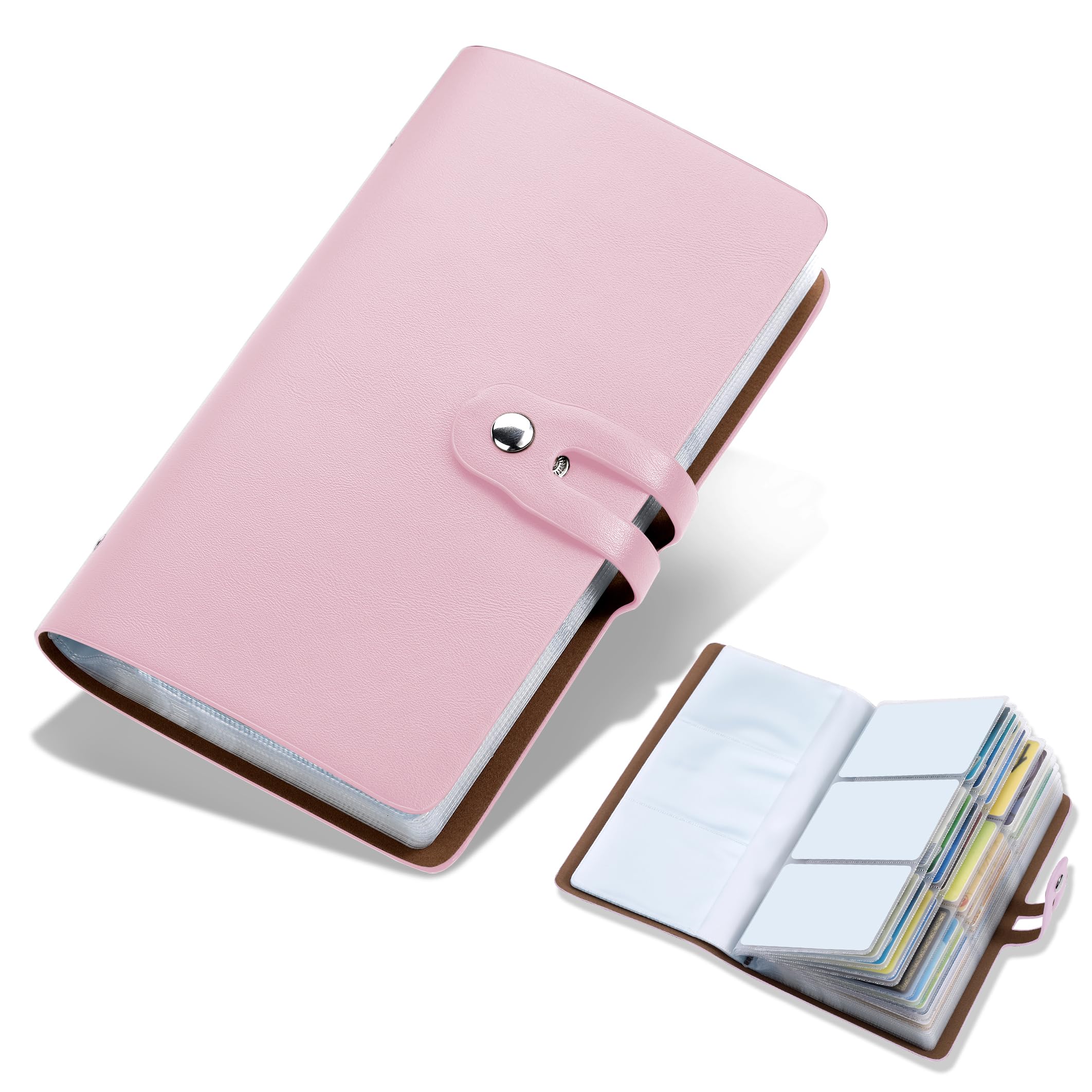 Leather Business Card Organizer, RFID Blocking Credit Card Holder, Professional Business Card Holder and Name Card Book, Credit Card Case - Holds 96