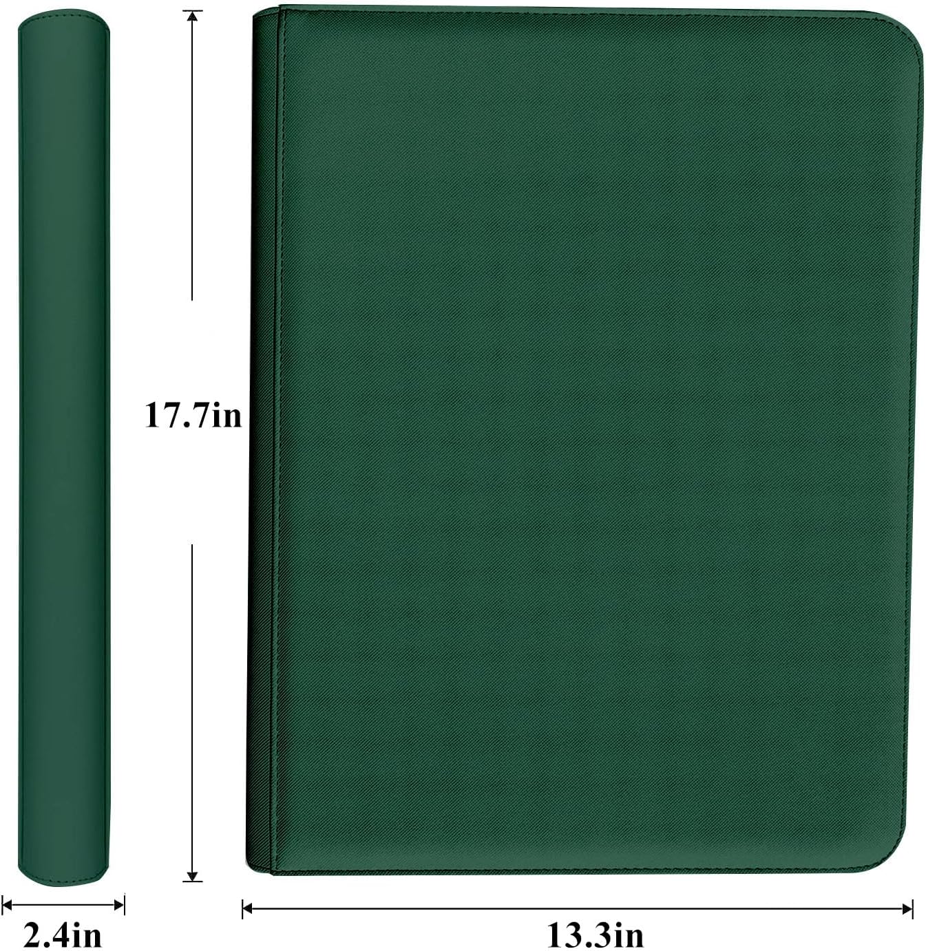 Premium 1664 Cards Capacity Binder, 16 Pocket Ringless Side-Loading Trading Card Album for TCG, MTG, Sports Cards; Zipper Card Album Folder for Displaying & Storaging Cards (Green, 1664 Pockets)