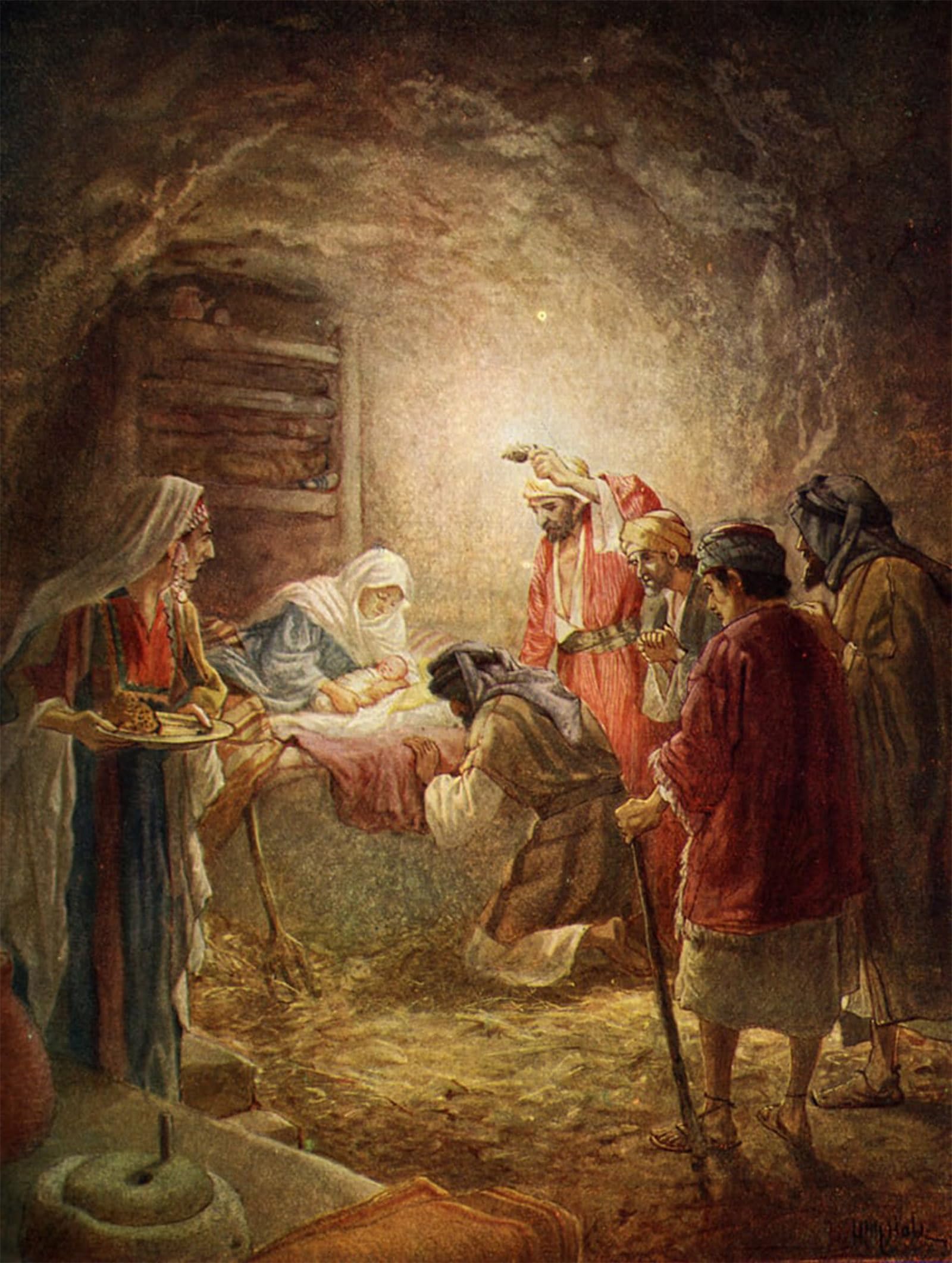 ARTXLXXBN Famous Painting Art Wall Decor Abstract Art Picture Nativity Scene Bible by William Brassey Hole Animal Pictures for Home Decor 60x90cm