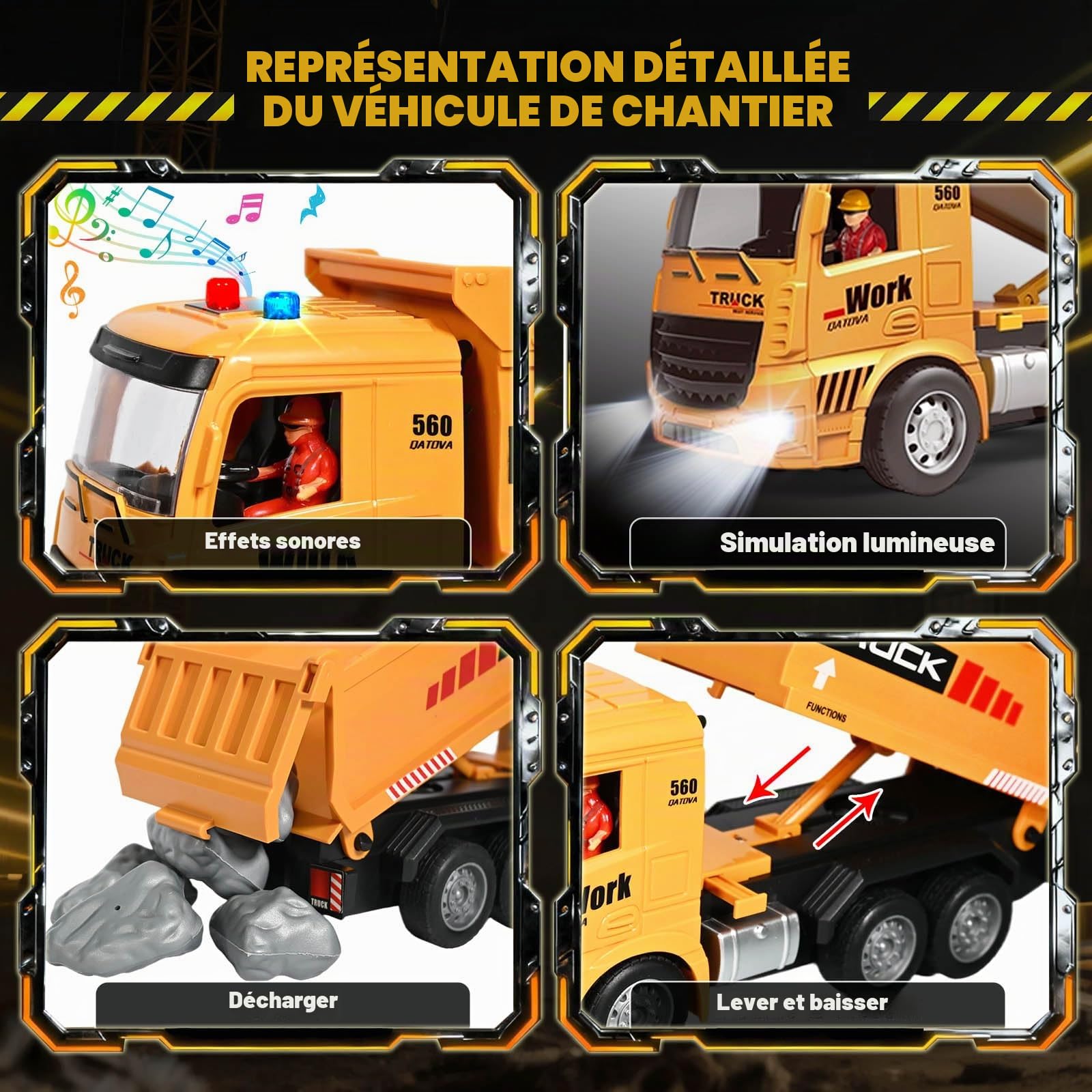 HILKKET Kran & LKW Spielzeug Set, Ferngesteuerter Turmkran & Truck für Kinder AB 6 Jahren, 6-Kanal Elektrokran