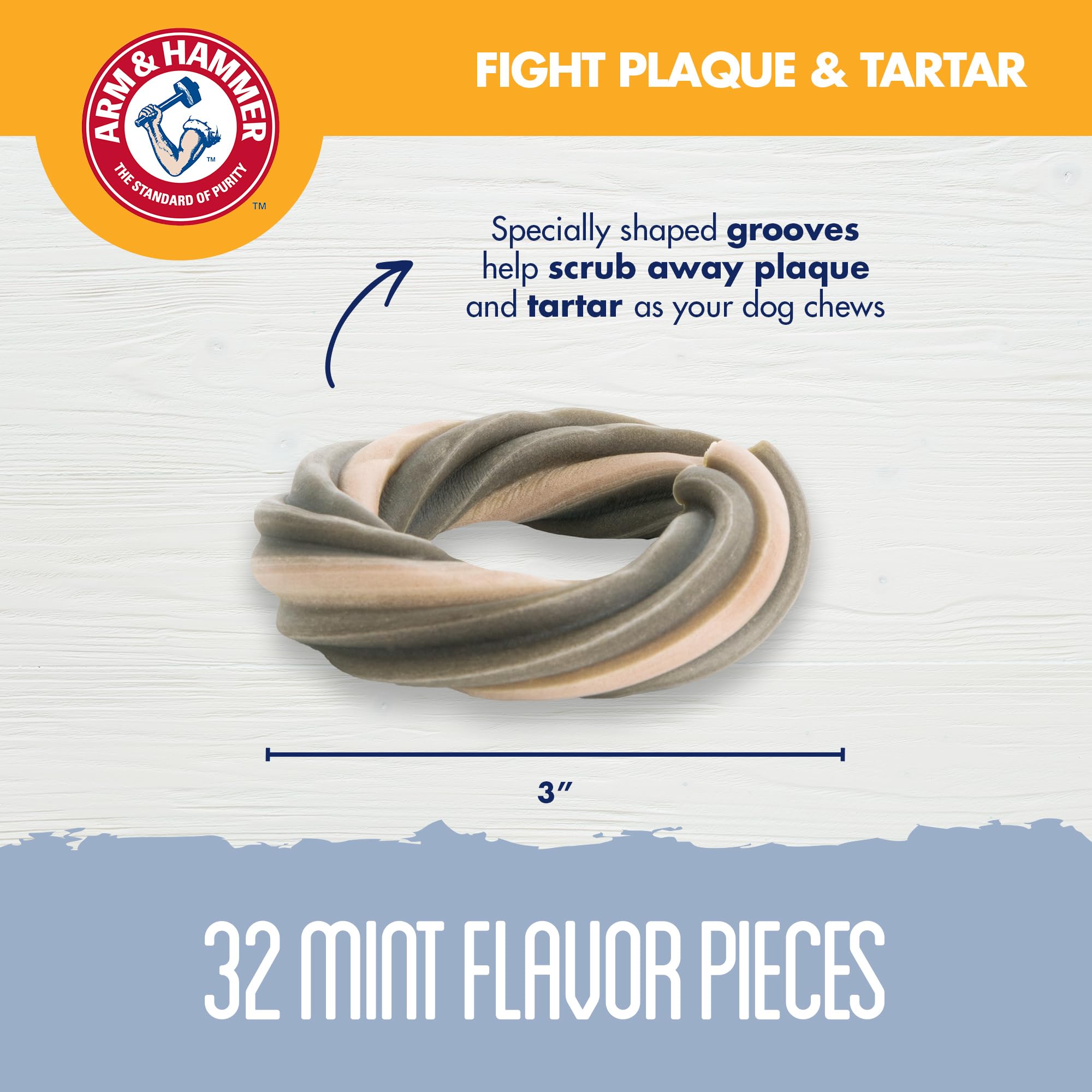Arm & Hammer for Pets Smoothies Dental Treats for Dogs with Baking Soda and Calcium, Help Fight Bad Breath, Plaque & Tartar without Brushing, Mint, Ring Shaped, 32 Pcs (Packaging may vary) - image 4