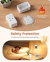 Vista 6 de LENCENT Adaptador de salida de 2 clavijas a 3 clavijas, extensor de enchufe de pared, enchufe de pared múltiple con 3 salidas de CA, expansor