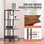 VEVOR 4-Tier AV Media Stand, Corner TV Stand, Height Adjustable Wooden Shelves for DVD Players/Cable Boxes/Games Consoles, Brown