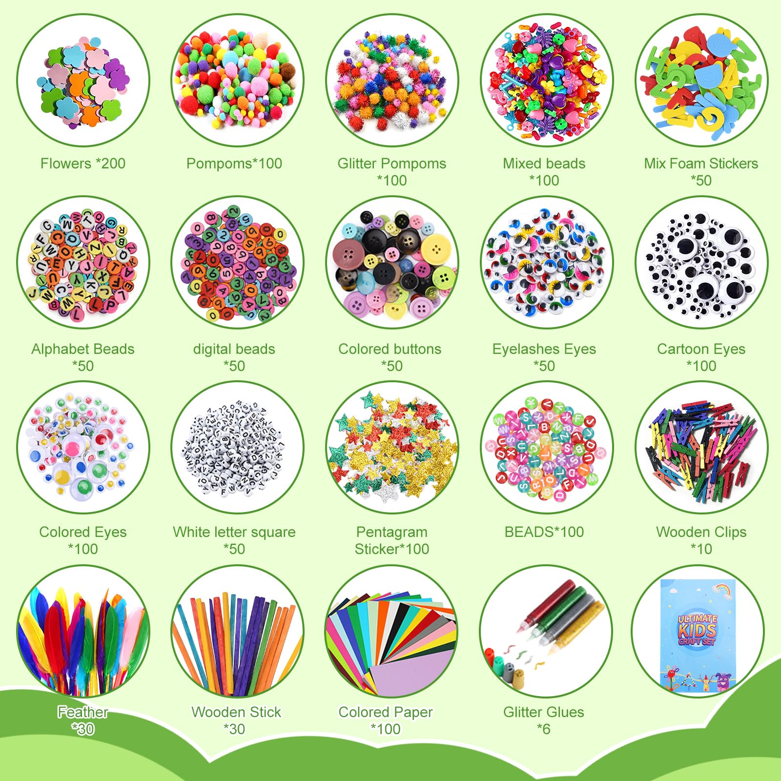 TOSUTO 3800+Pièces Kit Bricolage Enfant,livré dans une boîte de rangement pliable,DIY Activites Manuelles,cadeau de bricolage pour Noël,fête des enfants,cadeau pour filles et garçons de 4,5,6,7,8 ans
