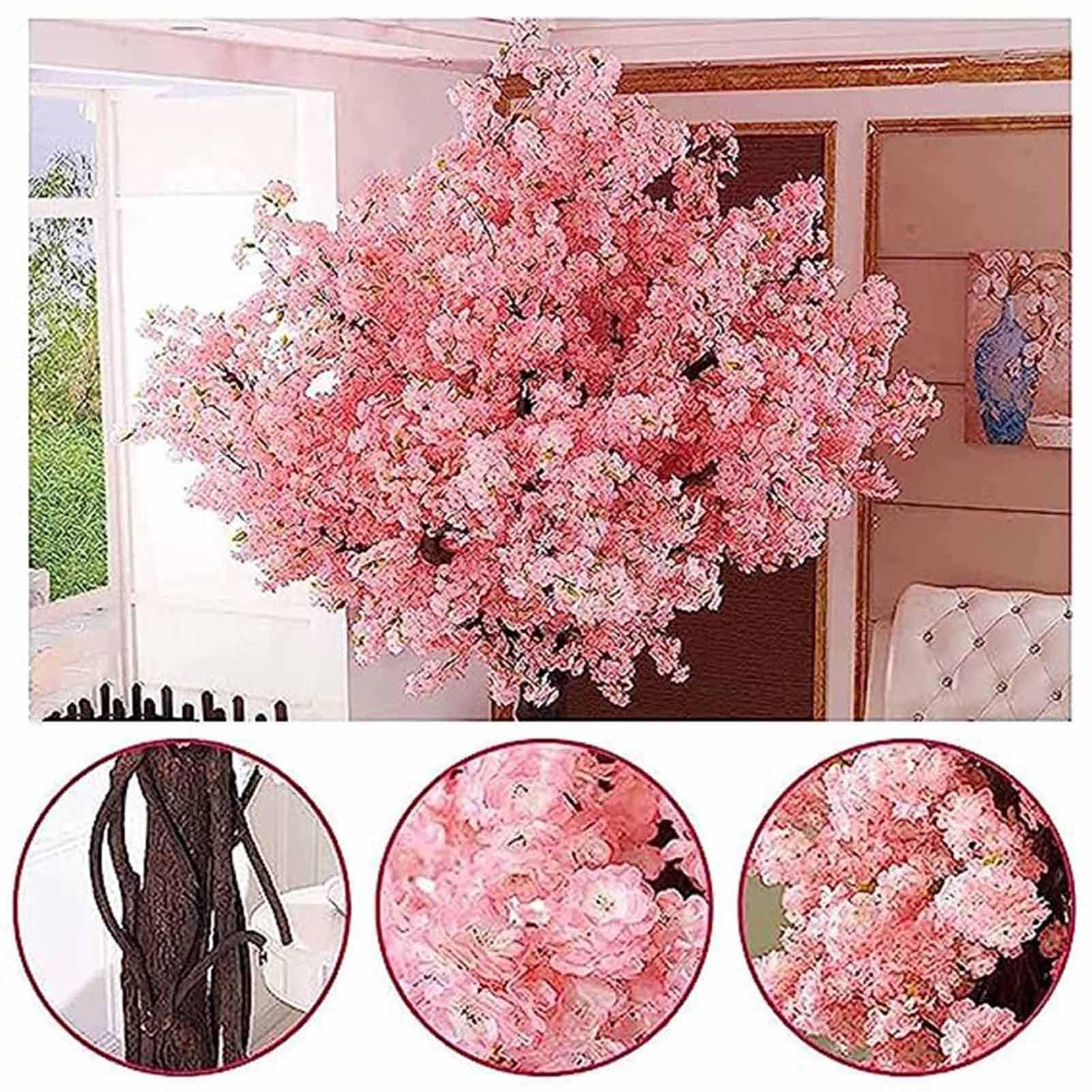 ZRSWV 6 stuks kunstmatige kersenbloesemtakken, 50 cm nep kersenbloesem boomstengels, faux kersenbloemen voor thuis bruiloft decoratie, roze