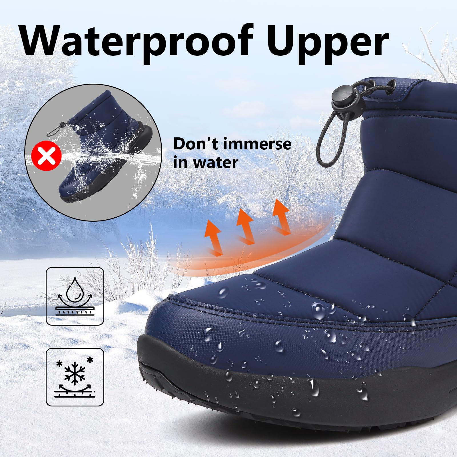 Hanani Stivali da Neve Uomo Invernali Stivaletti Foderato in Pelliccia Scarpe Comodo antiscivolo Caviglia Boots