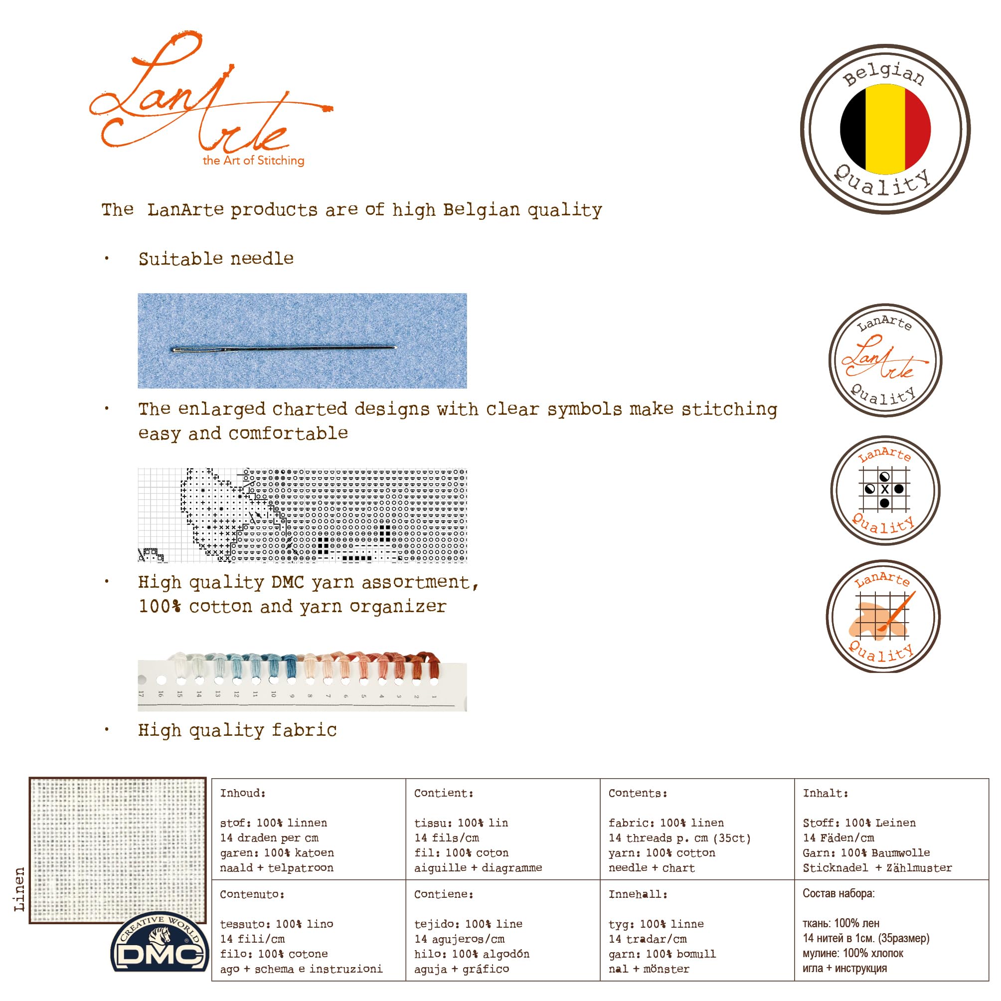 Lanarte Kreuzstich Stickpackungen Gezählter Kreuzstichbilder Set SARA MOON Wanddekoration Handarbeit Set für Erwachsene 33 x 38 cm DIY Deko Bastelset Handwerker Kreative Geschenkset
