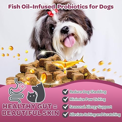 Miniatura 5 de NATURE TARGET Probióticos para perros y enzimas digestivas para la salud digestiva, además de aceite de pescado y vitaminas suplemento para alergias
