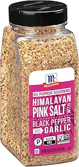 McCormick Himalayan Pink Salt with Black Pepper and Garlic All Purpose Seasoning, 18.5 oz