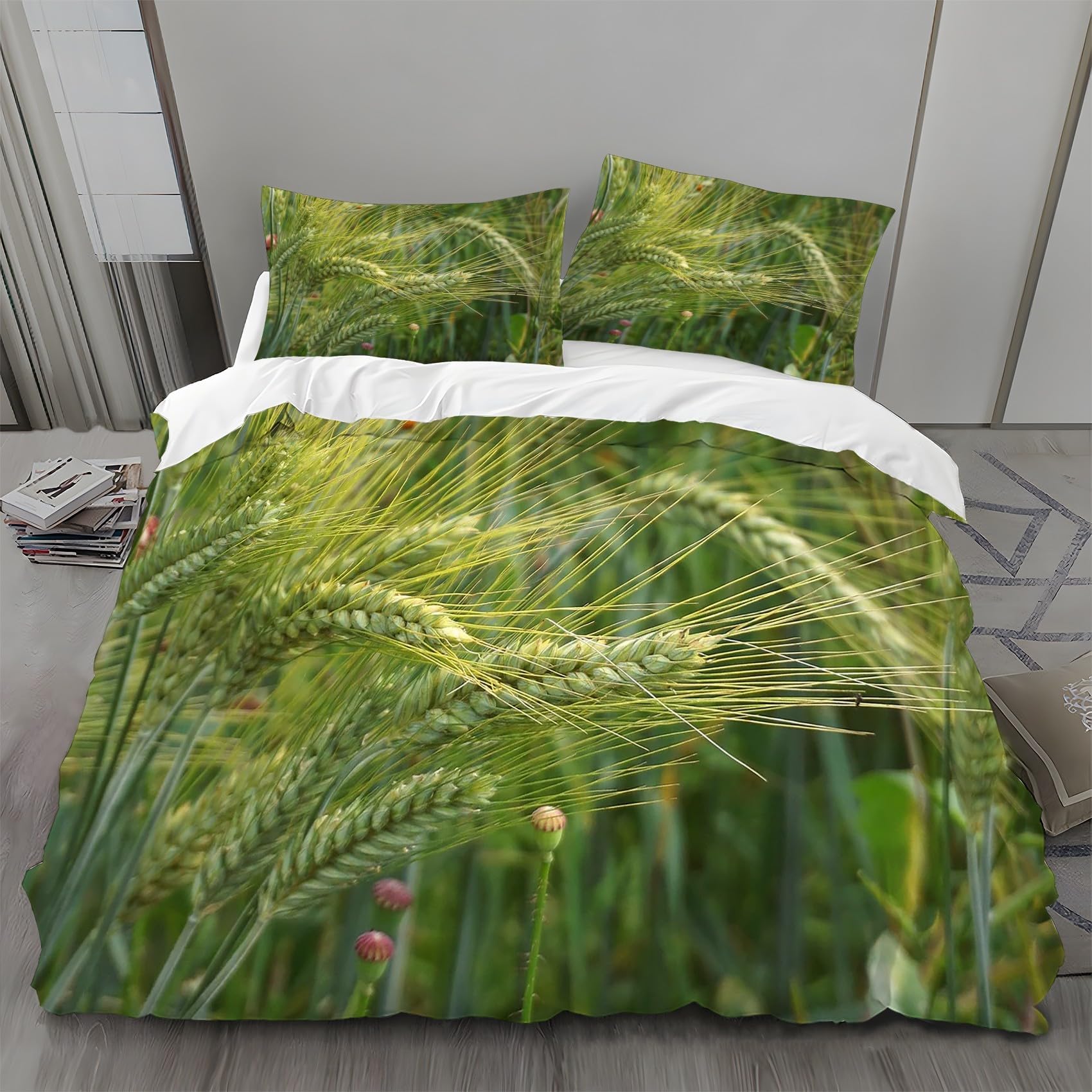 布団カバー キング 230X210 cm 稲田 掛け布団カバー 麦 被套 3点セット枕套43X63 cm 寝具セット 柔らかい 通気性 肌に優しい 洗い替え速乾タイプ オールシーズン 寝心地いい