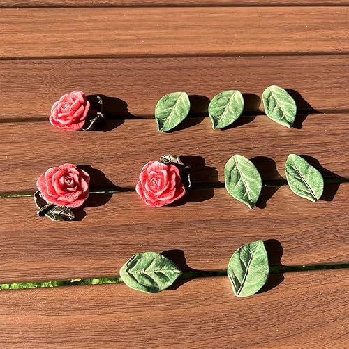 Miniatura 8 de Ganchos de cortina de ducha de hojas verdes, 12 piezas de acero inoxidable a prueba de óxido pintados a mano anillos de cortina de ducha decorativos