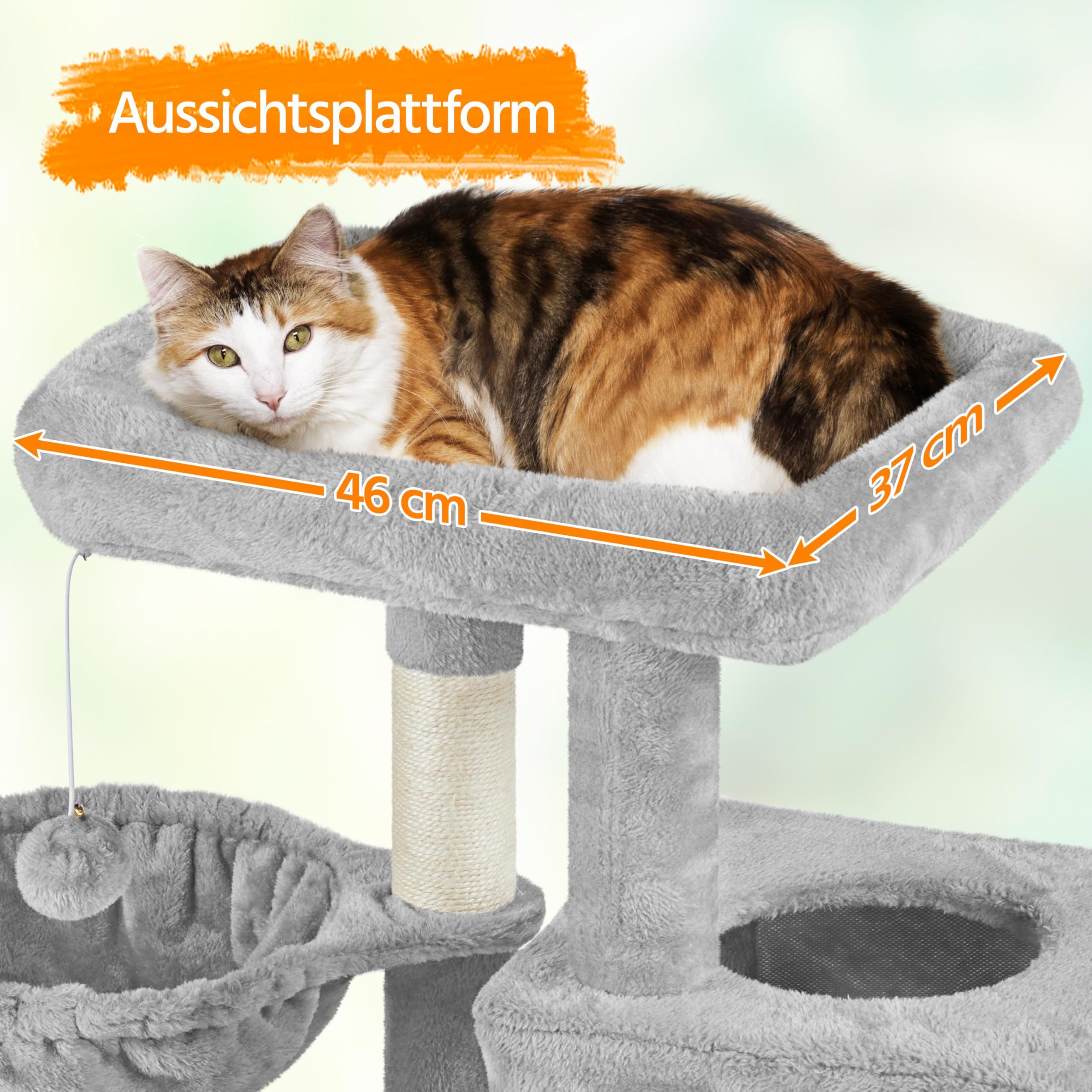 Yaheetech 94 cm Kratzbaum klein Katzenbaum mit 2 Katzenhöhlen hellgrau