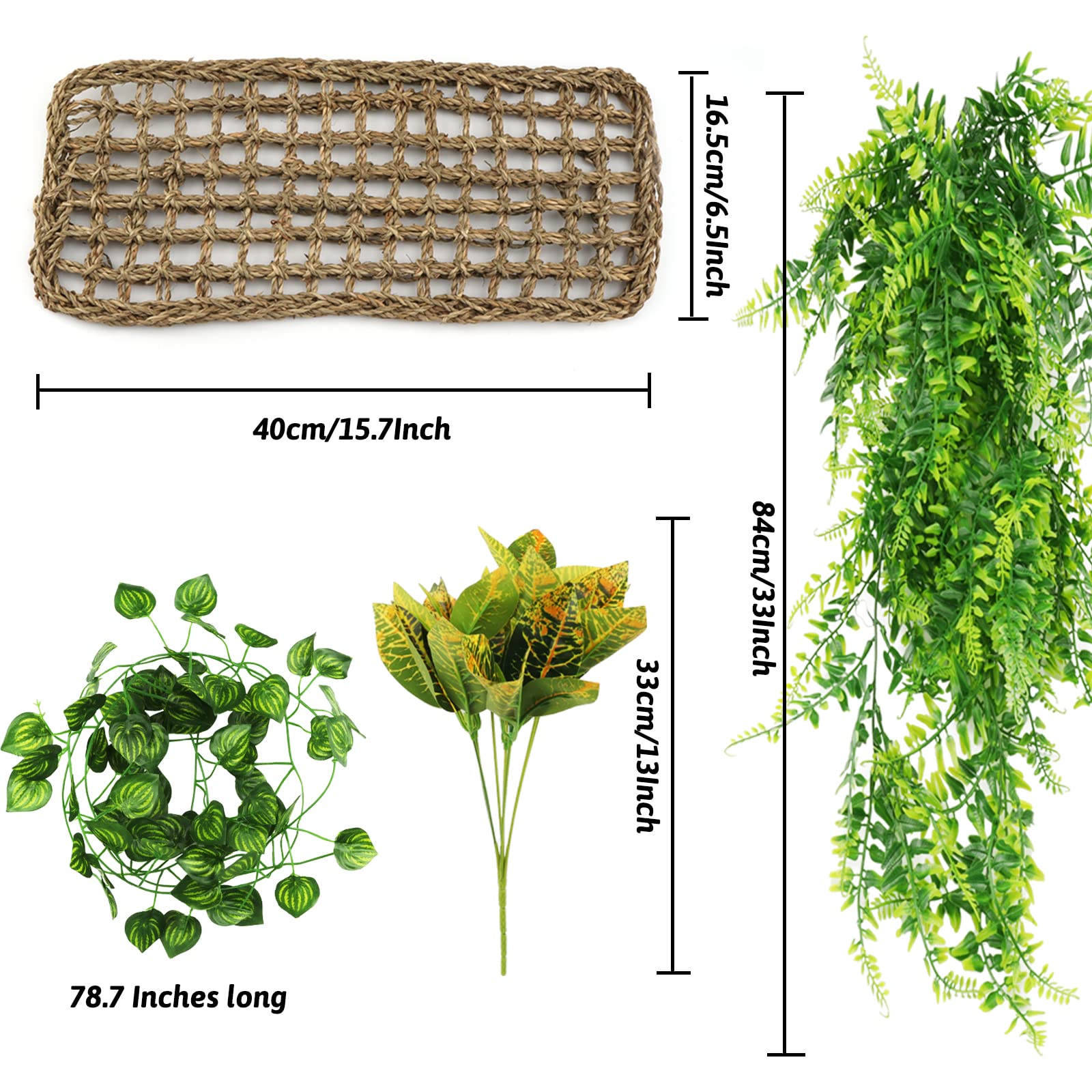 4 Piante Artificiali Per Terrario - Rampicanti Sospesi Per Rettili, Anfibi E Serpenti - Foto 6