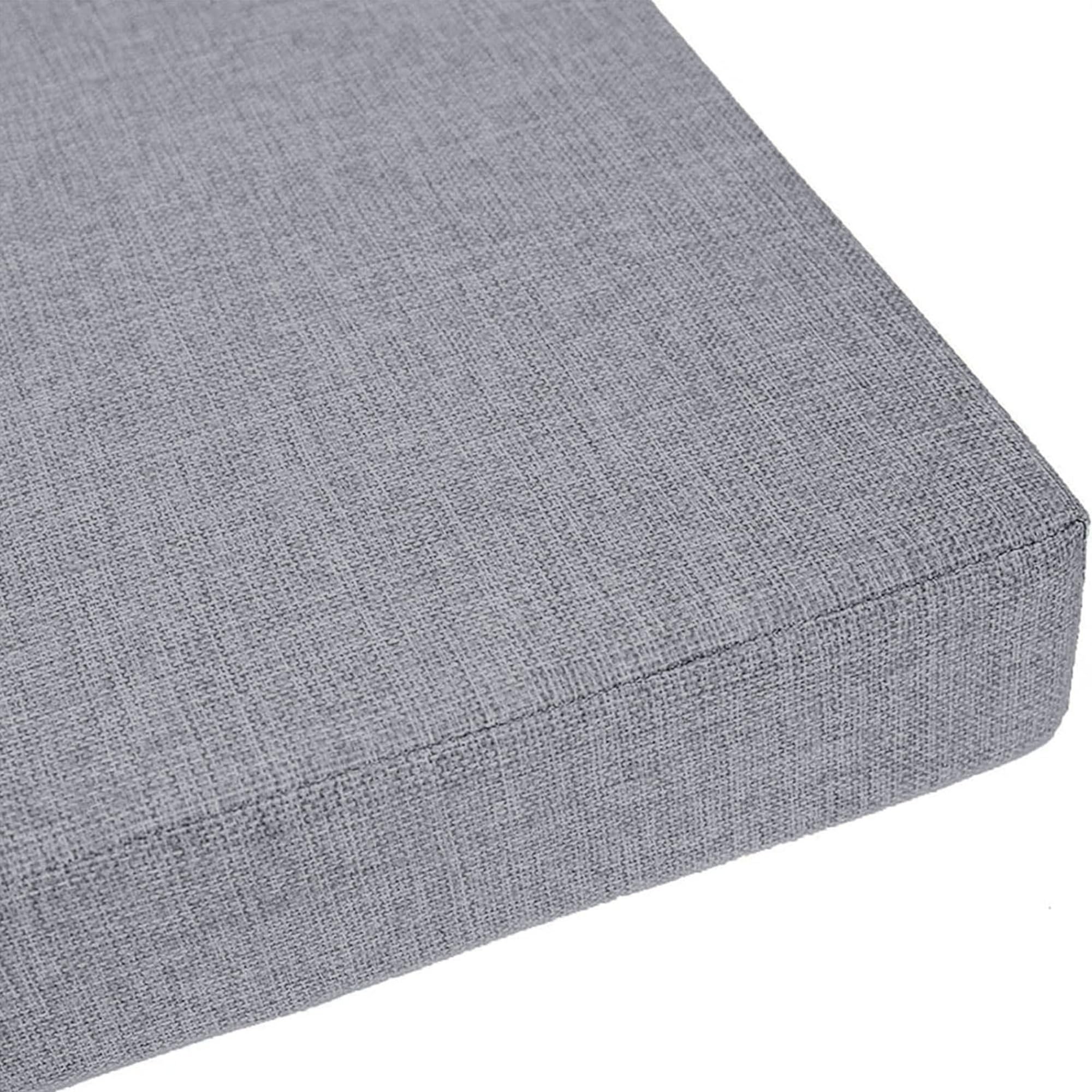 Double Piping Bench Cushions 40 x 50 cm Soft Replacement Non Slip Bench Seat Cushion with Zipper for Garden Patio Bay Window, Light Grey
