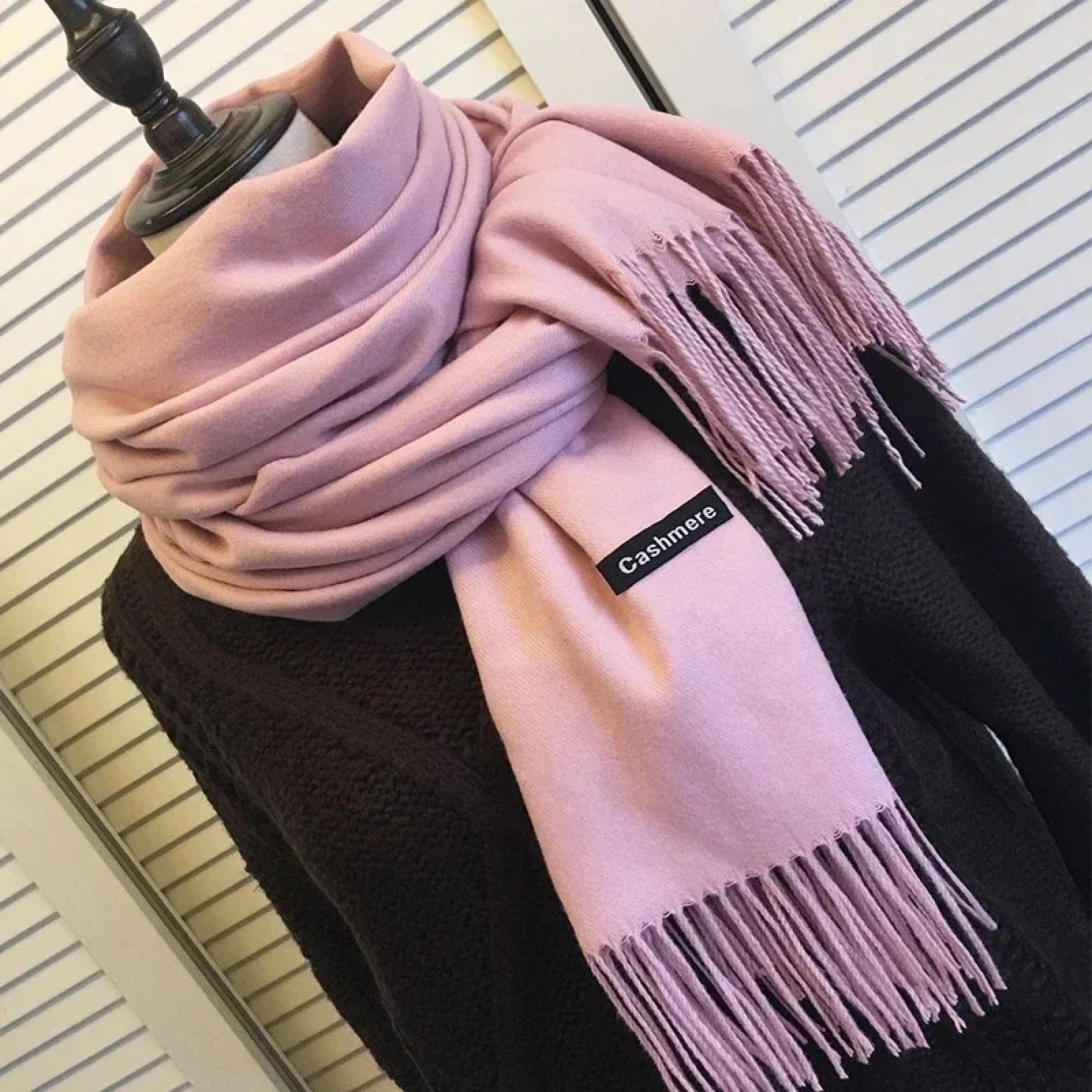 Schal Kaschmir-Schal Frauen Warm Für Frauen Einfarbig Hijabs Quasten Lange Dame Schal Kaschmir Schals Wrap Gestrickt