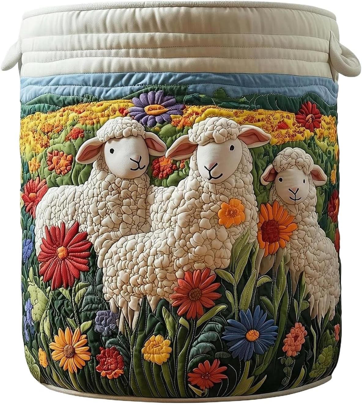 Large Laundry Hamper, Quilted Laundry Basket, Bohemian Foldable Laundrys Basket With Handles, Foldable Storage Bin For Toys, Blankets, For Bedroom, Bathroom, Nursery 28x20 Inches