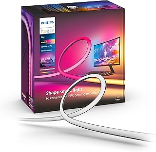 Philips Hue Play Gradient Lightstrip for PC Monitors - White & Color Light (Hue Bridge Required), Compatible with Alexa & Google Assistant – A Certified for Humans Device, 32/34-Inch