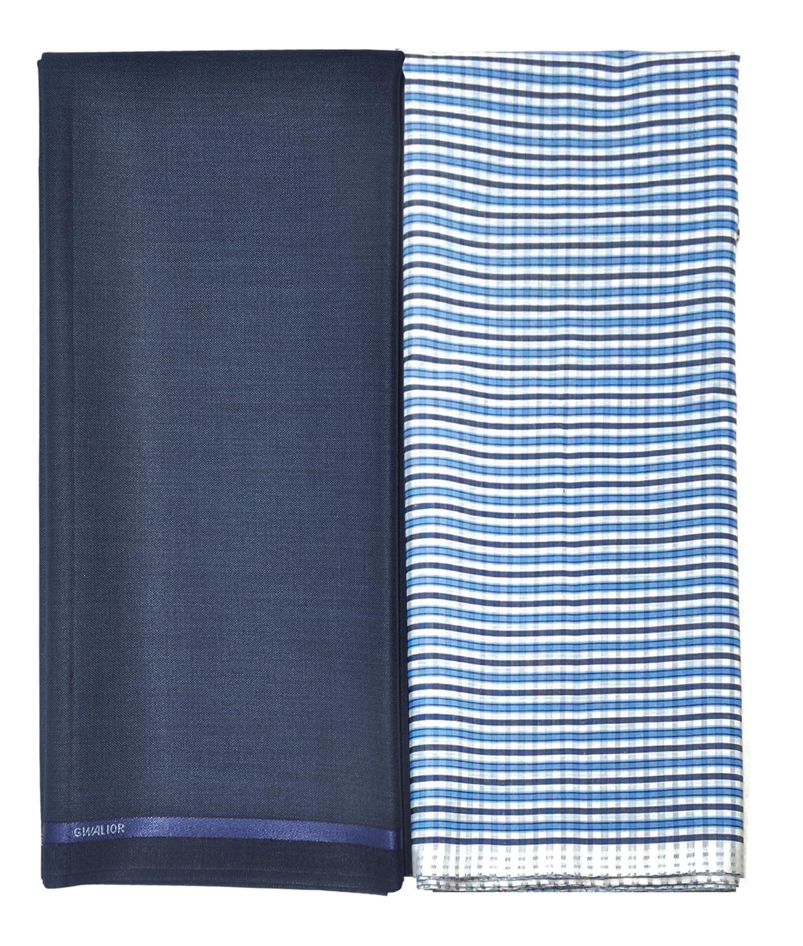 Men's Cotton-Blend Shirt & Poly Viscose Pant Unstitched Executive Fabric Combo Set with Gift Box: Blue Check Shirt 2.2 Meters and Pant 1.2 Meters (GWL-CHK-39)-image-38