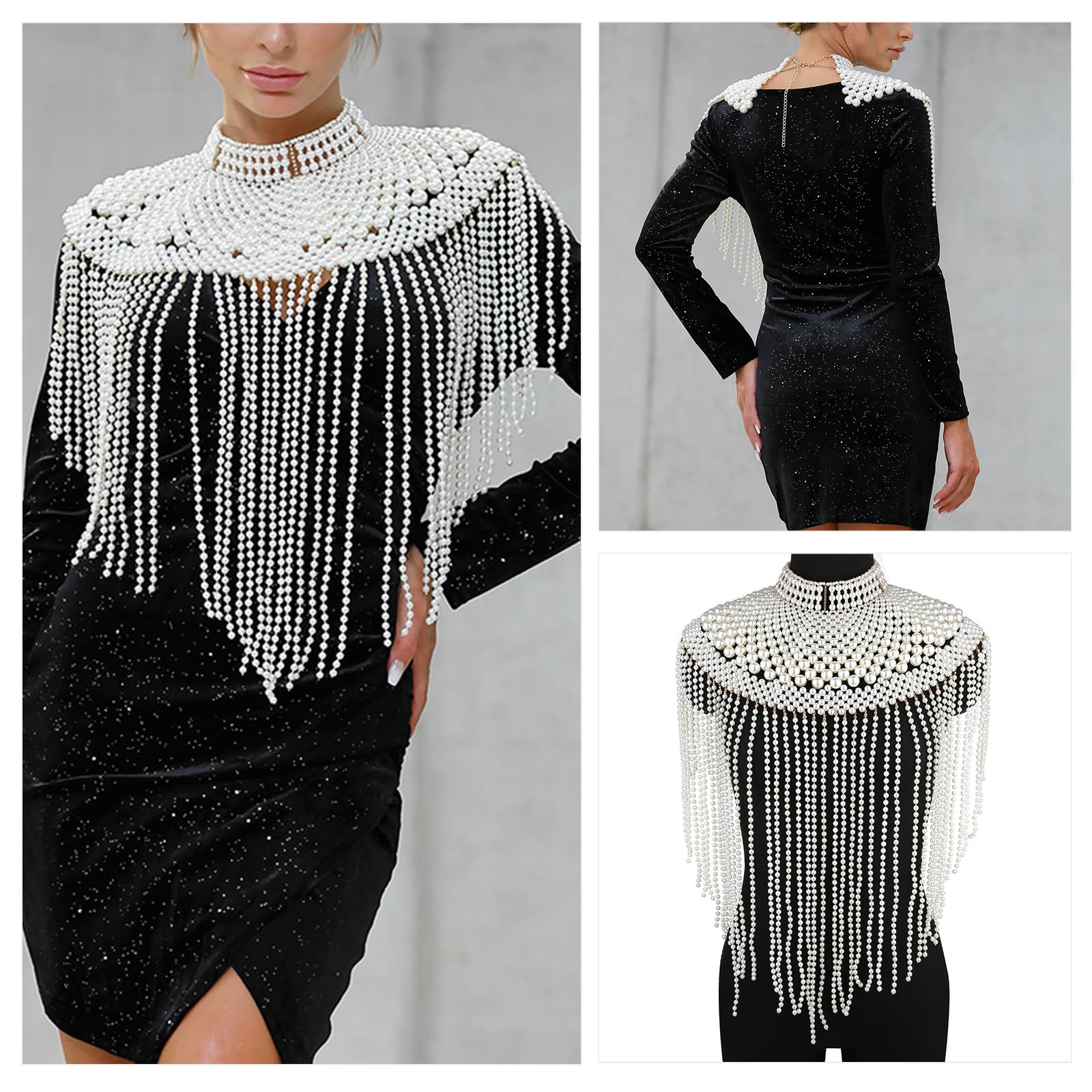 Nappe Perle Scialle per Abito da Sposa Catena Spalla Moda per Abito da Sera Elegante Catena per il Corpo per Occasioni Formali Donne