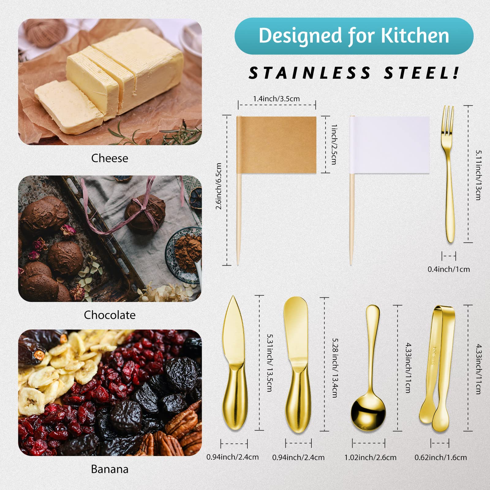 Patelai Charcuterie Board Cheese Knife Set - 20 Piece -2