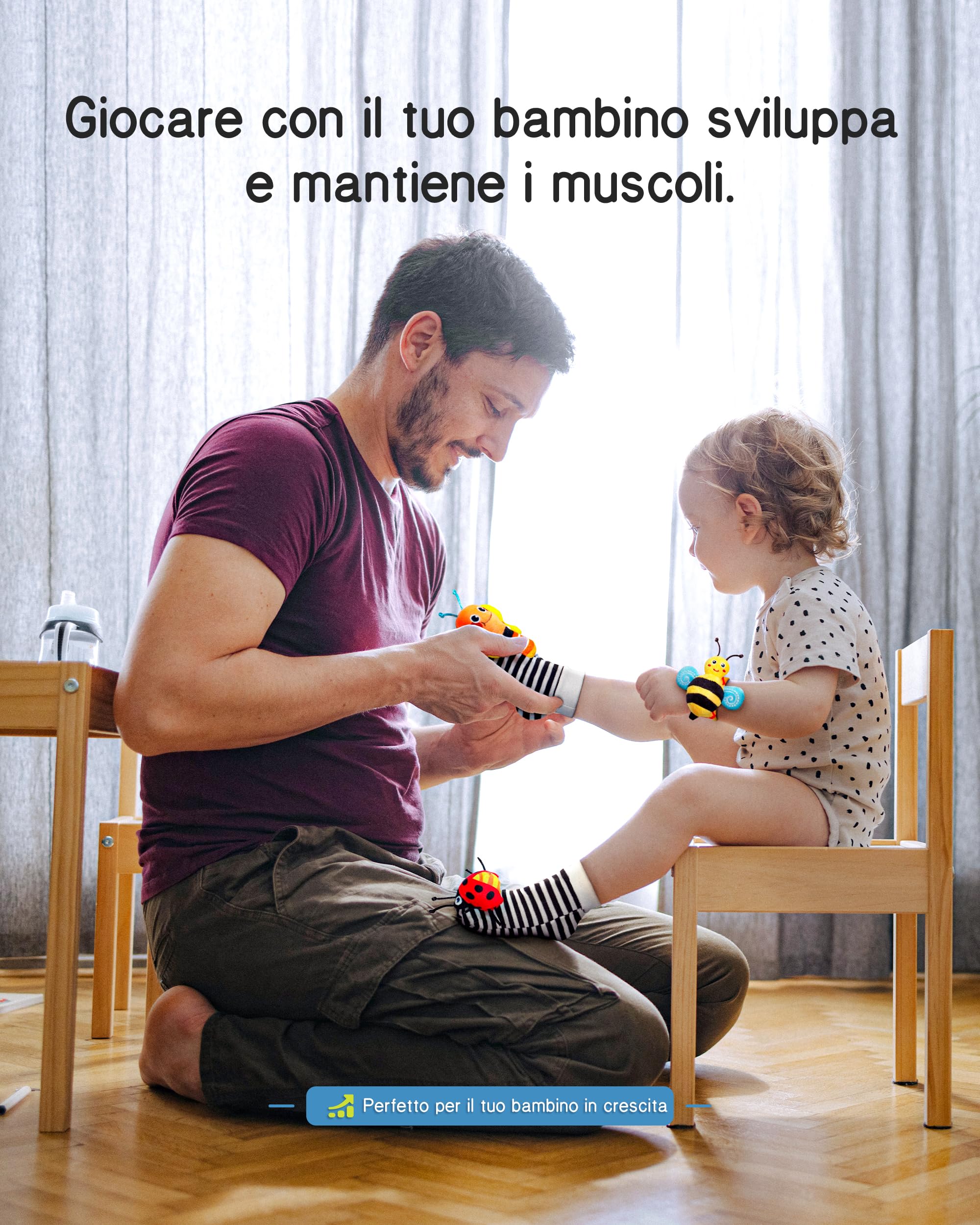 Infinno Giochi Neonato Calzini Sonaglio Sensoriali, Stimola l'esplorazione Sensoriale, Suono Chiaro e Dimensioni Adeguate, Giocattoli Educativi per Neonati 0-12 Mesi