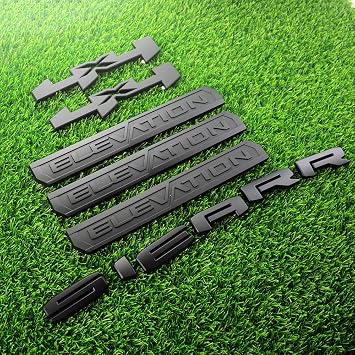 Overlay Emblem 3D Letter Door Bedside Rear Tailgate Badge Nameplate Compatible for 2019-2024 Sierra 1500 Elevation 4X4 Set of 6Pcs (Matte Black)