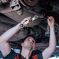 Vista 6 de DuraTech - Juego de llaves de trinquete reversibles con extremo de caja de doble compensación, métrico, resistente, chapado en cromo mate, torcida