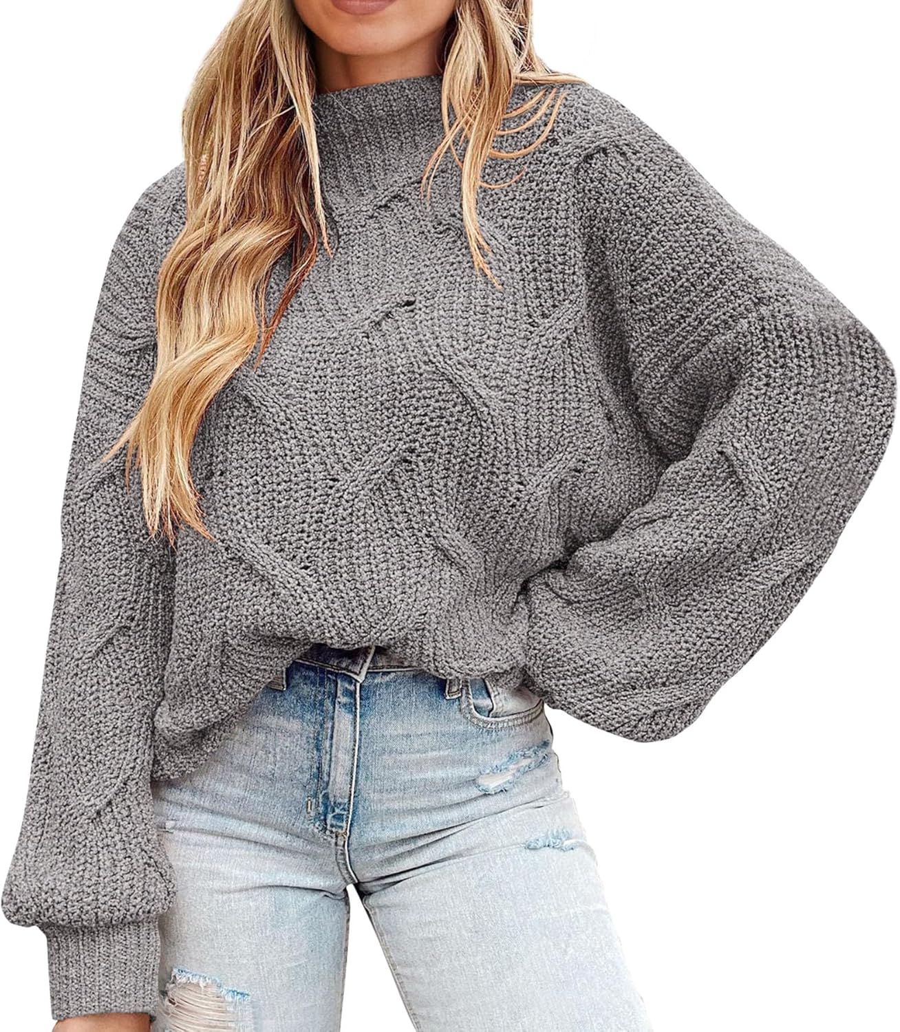 PRETTYGARDEN Women's Fall Oversized Pullover Sweaters Casual Crewneck Long Sleeve Chunky Cable Knit Tops Winter Clothing